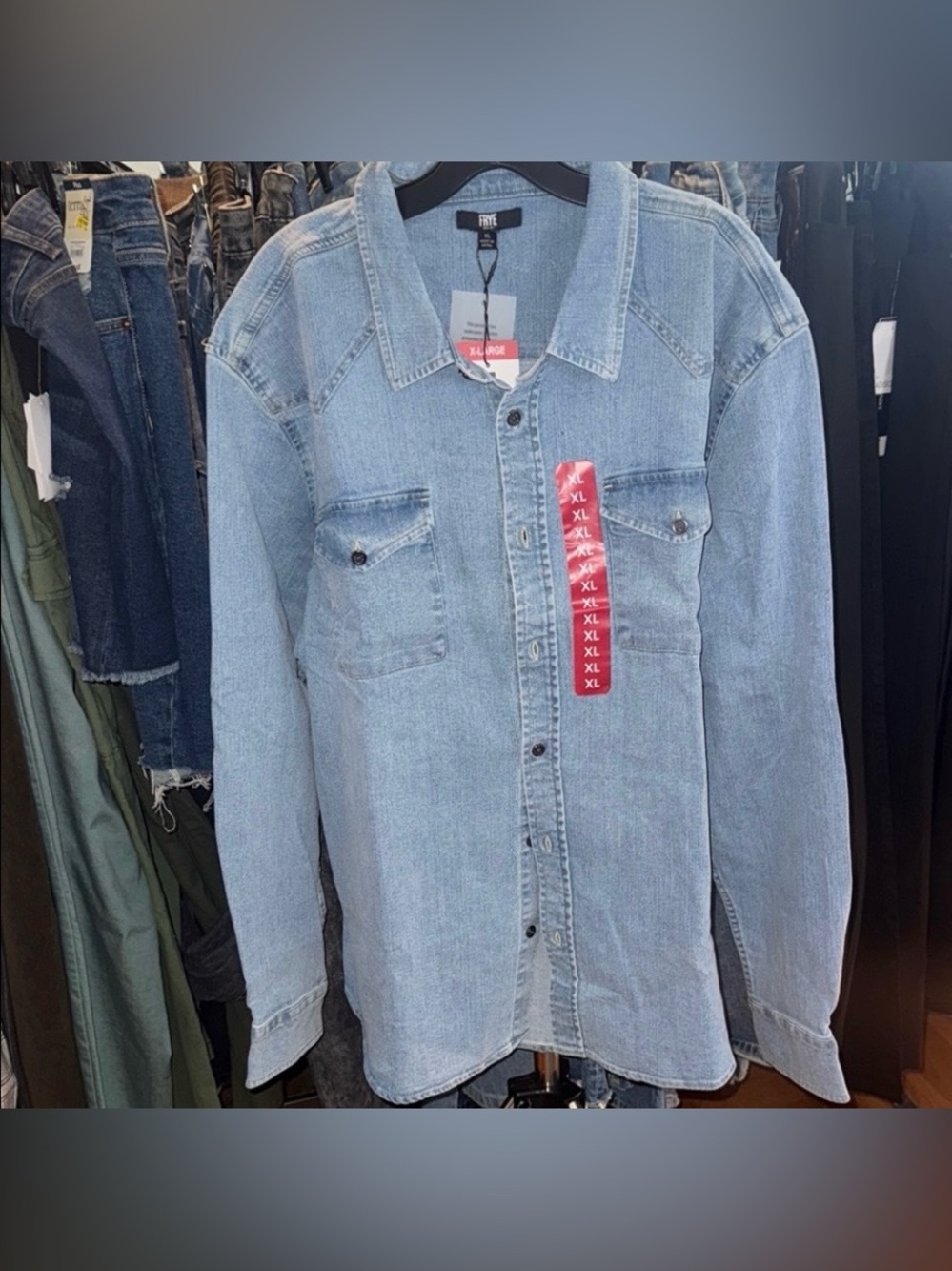 Frye Light Blue Denim Button-Up Shirt